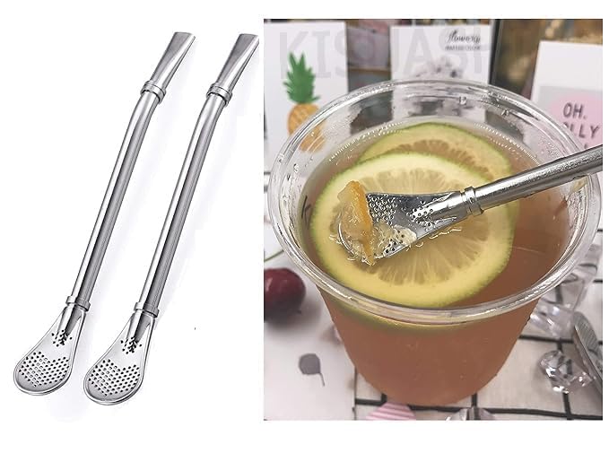 Oil free pickle remover spoon with straw