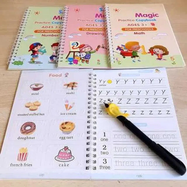 Smart Writing Practice Copybook Kit (4 Book + 1 Pen + 10 Refill + 1 Grip)