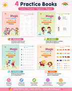 Smart Writing Practice Copybook Kit (4 Book + 1 Pen + 10 Refill + 1 Grip)